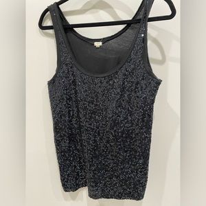 J. Crew Sequin Tank Top Black Medium